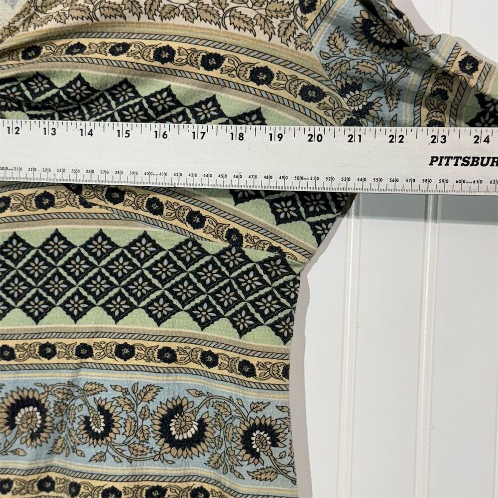 Susan Lawrence XL Top Boho Print Sweetheart Neck 3/4 Sleeve Made in USA Vintage - Picture 4 of 8